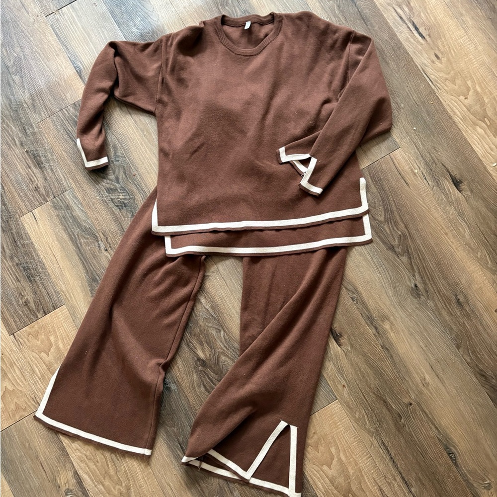 Wide Leg Knit Sweater Set - Size Small